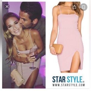 Star Style Blush Mini Dress with Slit